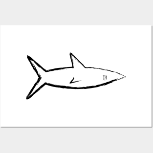 minimal shark drawing Posters and Art